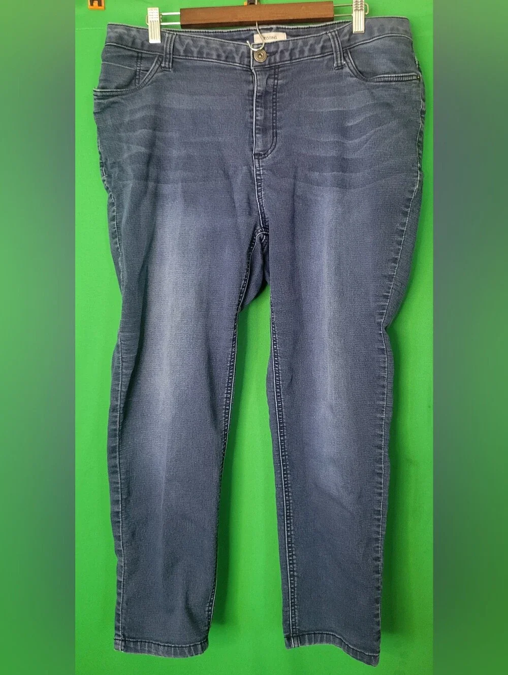 Catherines Slim Straight Jeans Dark Blue Wash 1x Petite 1XWP Jeggings Stretchy